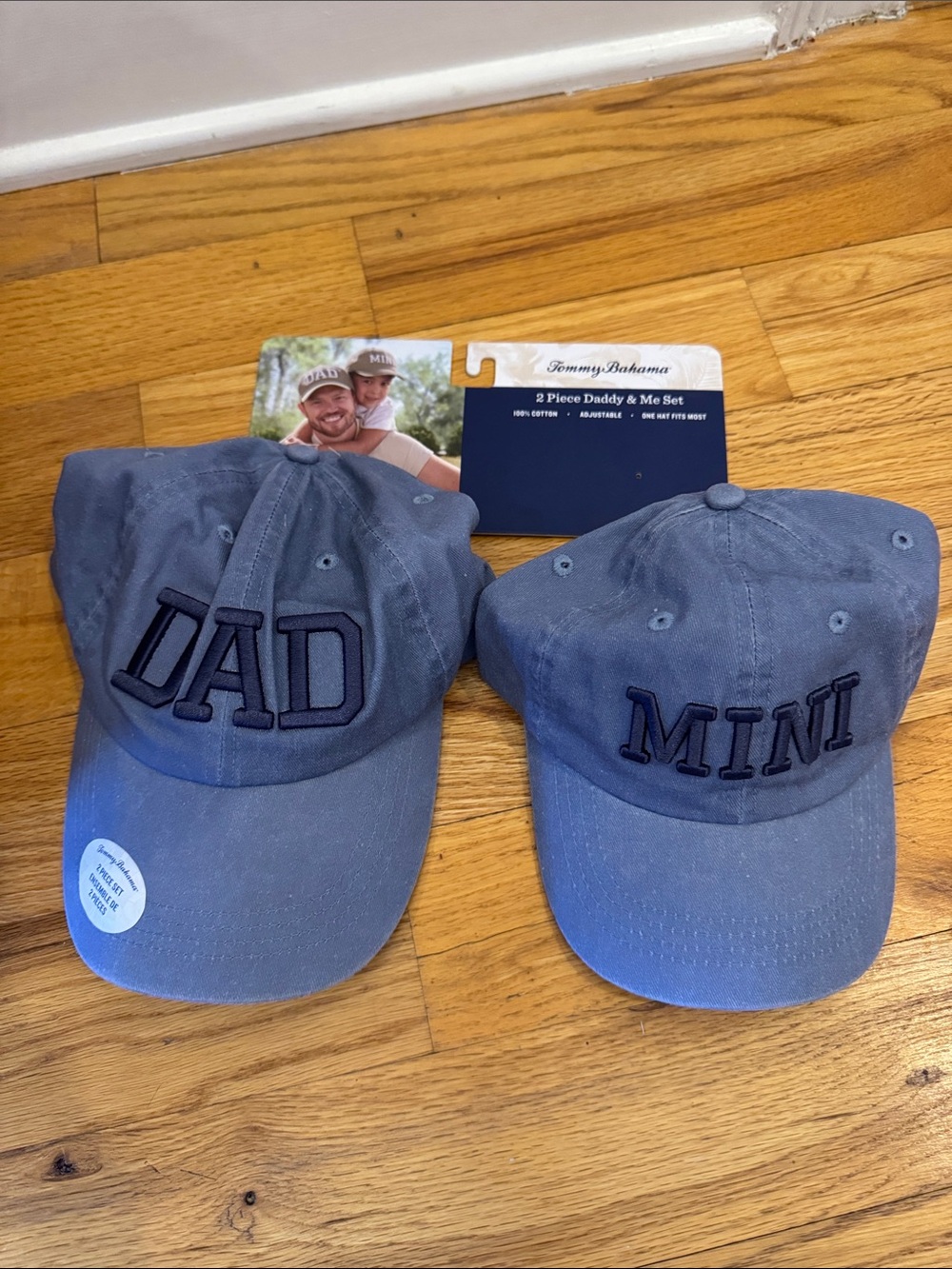 Tommy Bahama Kids Blue 'DAD' & 'MINI' Hat Set